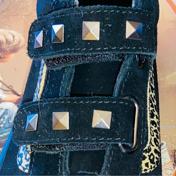 NWOT Sz-3 Youth Vans-Black Suede w/πPrint & Small Studs-4 Grade School Age Kidsπ - Picture 5 of 16